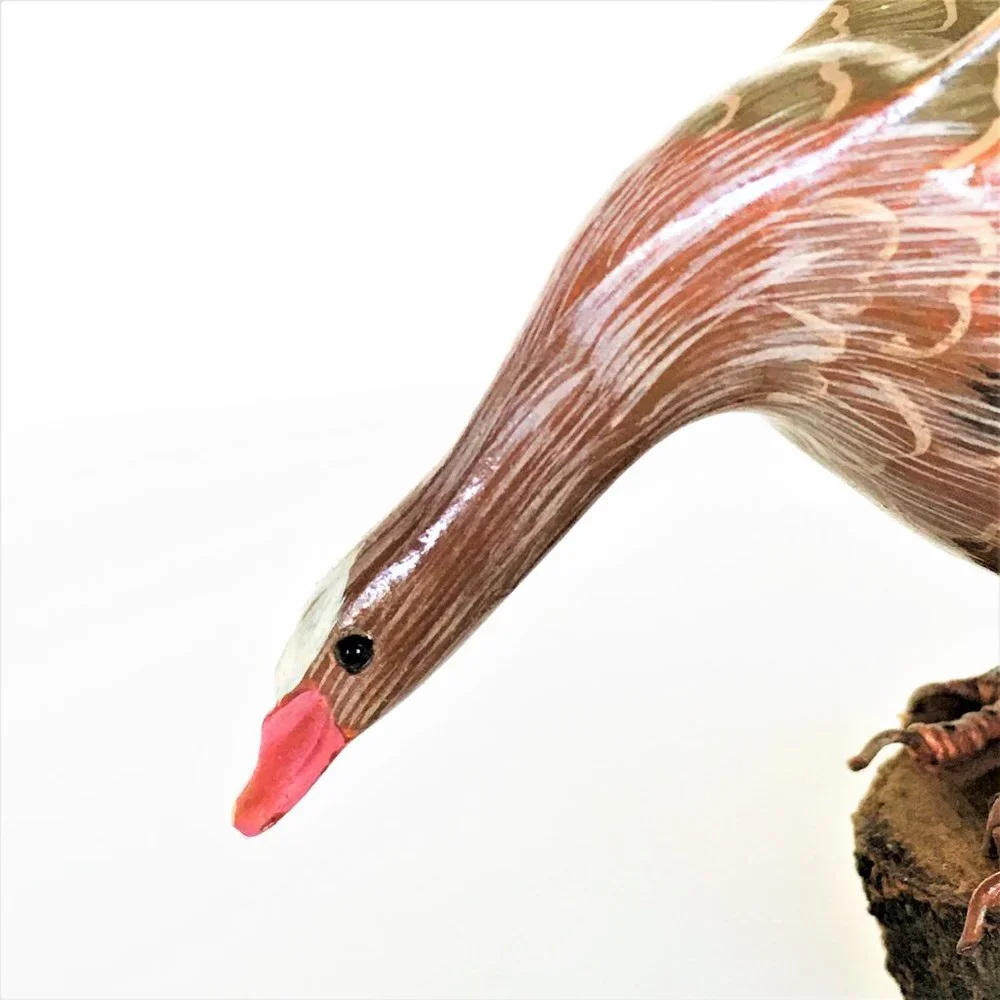 HAND CARVED long neck Goose + HAND PAINTED